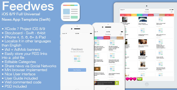 Download Feedews – iOS 8/9 Universal News App Template (Swift) | Free Nulled Scripts