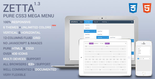 Zetta Menu - CSS3 Mega Menu and Drop Down menu
