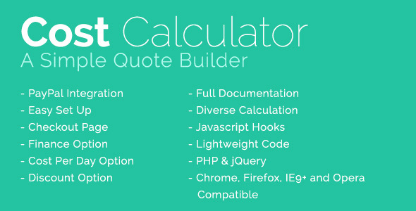 Cost Calculator With PayPal Integration