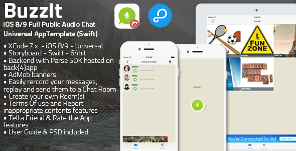Download Buzz It | iOS 8/9 Universal Public Audio Chat App (Swift) | Free Nulled Scripts