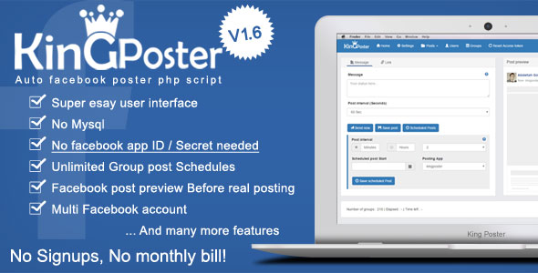 King poster v1.6.3 - Facebook group auto poster