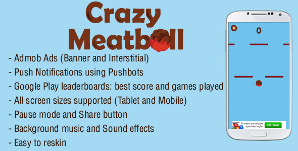 Download Crazy Meatball – Admob + Leaderboard + Share | Free Nulled Scripts