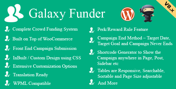 Galaxy Funder v9.8 - WooCommerce Crowdfunding System