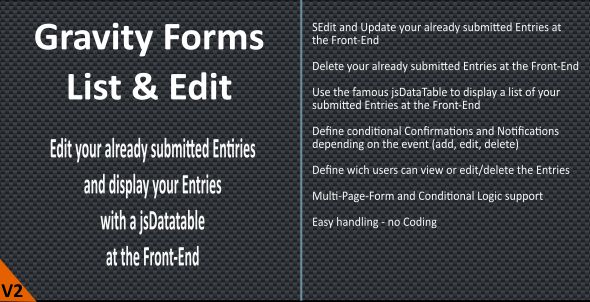 Download Gravity Forms – List & Edit v2.3.0 | Free Nulled Scripts