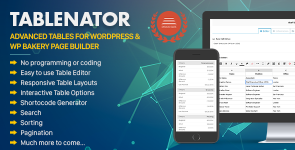 Tablenator v2.1.5 - Advanced Tables for WordPress
