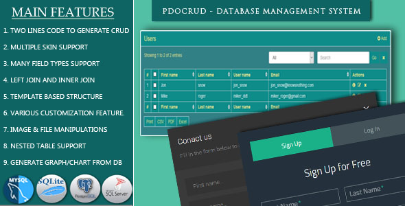 PDO Crud v4.8 – Advanced PHP CRUD application (Form Builder & Database Management) - nulled