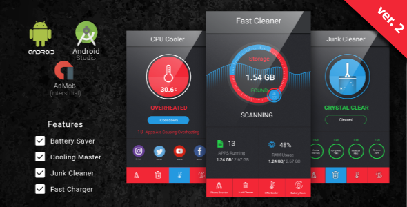 Download Fast Cleaner & Battery Saver with Admob Ads | Free Nulled Scripts