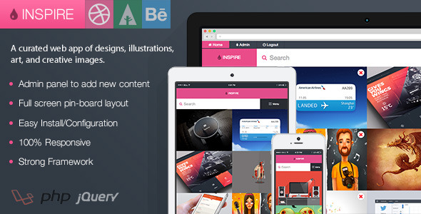 Inspire - Dribbble, Forrst, and Behance Board