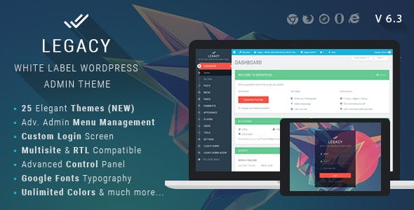 Legacy v9.1 - White label WordPress Admin Theme