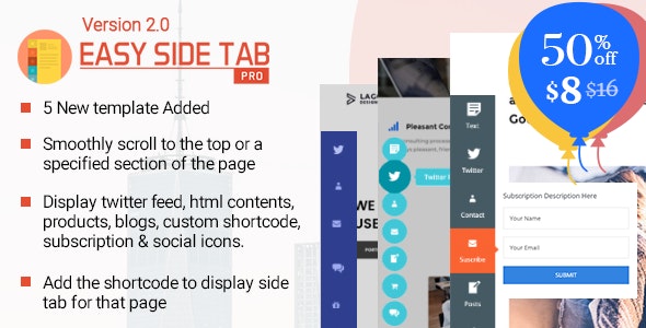Easy Side Tab Pro v2.0.5 - Responsive Floating Tab Plugin For Wordpress
