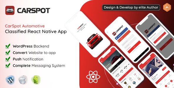CarSpot v1.8 - Dealership Classified React Native App