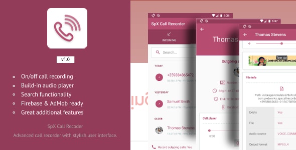 SpX Call Recorder - Advanced call recorder with helpful features and stylish user interface