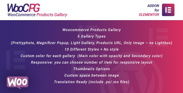WooCommerce Products Gallery for Elementor v1.0 - WordPress Plugin