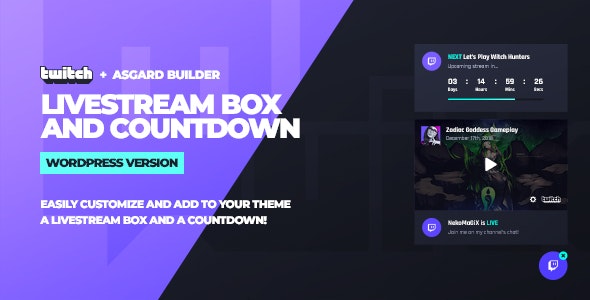 Twitch LiveStream Box and Countdown v1.1.1 - WordPress Plugin