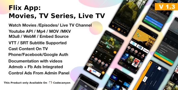 Flix App v1.3 - Movies - TV Series - Live TV Channels - TV Cast