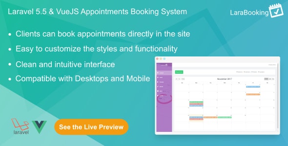 LaraBooking v1.0.1 - Laravel Appointments Booking System