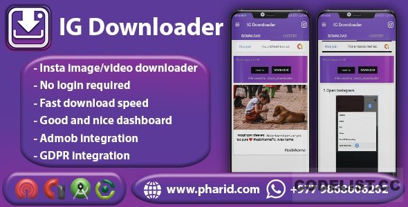 IG Downloader v1.4 - Instagram Tool | Automatic, Images, Videos, Status Downloader