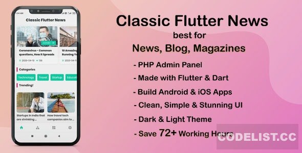 Download Classic Flutter News App v1.0 – best for News, Blog and Magazines | Free Nulled Scripts