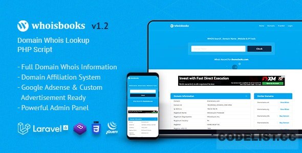 WhoisBooks v1.2 - Domain Whois Lookup PHP Script