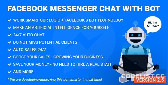 Facebook Messenger Chat with Bot v2.8