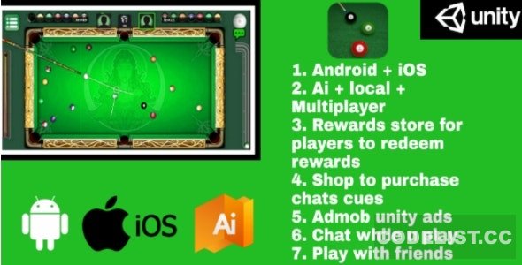 Billiards Multiplayer v1.0 – 8 Ball Pool (With AI and reward store) Android + IOS