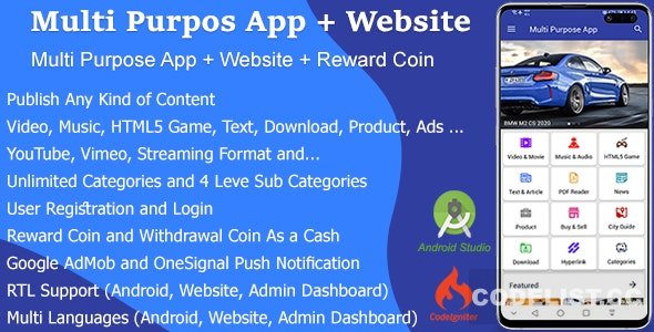 Multi Purpose App + Website + Reward Coin v1.2.0