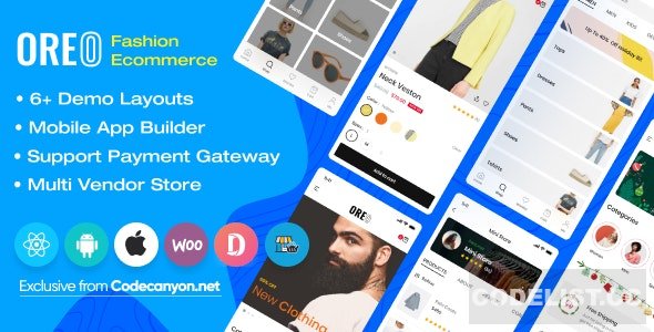Oreo Fashion v2.1.2 - Full React Native App for Woocommerce