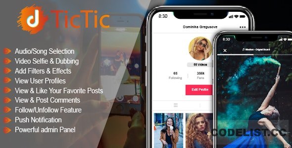 TicTic v2.9 - IOS media app for creating and sharing short videos
