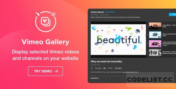 Vimeo Gallery v1.1.0 - WordPress Vimeo plugin