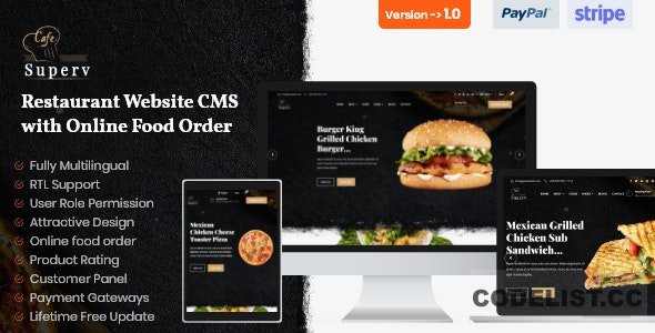 Superv v1.0 - Restaurant Website CMS & Management System with Food Order