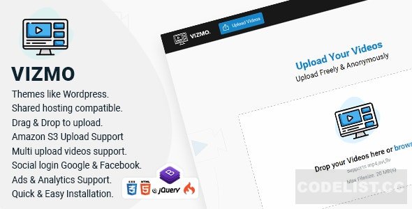 Vizmo v1.0 - Simple Video Hosting Script - nulled
