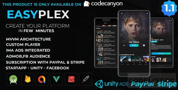 EasyPlex v1.1 - Movies - Live Streaming - TV Series, Anime