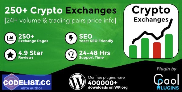 Cryptocurrency Exchanges List Pro v2.1.2 - WordPress Plugin