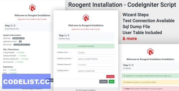 Roogent Installation v1.0 - CodeIgniter Script