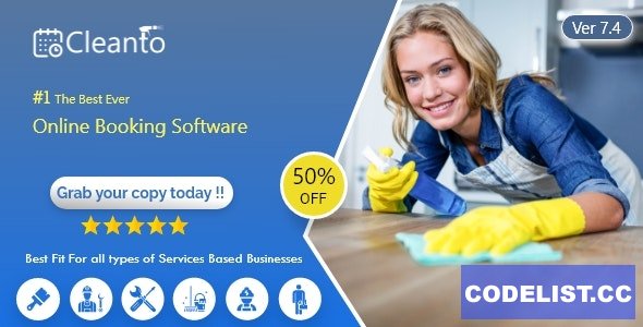 Cleanto v7.4 - Online bookings management system for maid services and cleaning companies