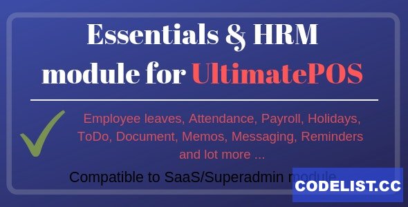 Essentials & HRM (Human resource management) v3.1 - Module for UltimatePOS