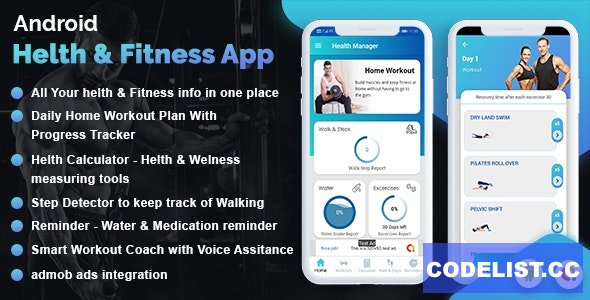 Workout Manager & Health Calculator for Fitness ( Water medicine reminder & pedometer ) v1.1