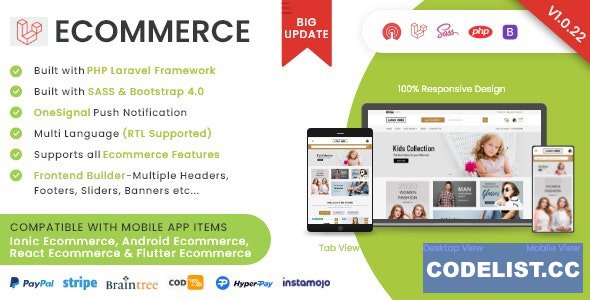 Laravel Ecommerce v1.0.22 - Universal Ecommerce/Store Full Website with Themes and Advanced CMS/Admin Panel
