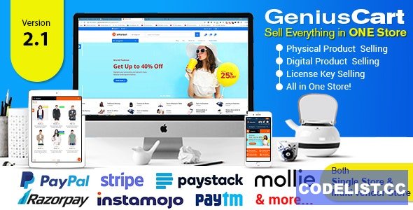 GeniusCart v2.1 - Single or Multivendor Ecommerce System with Physical and Digital Product Marketplace - nulled