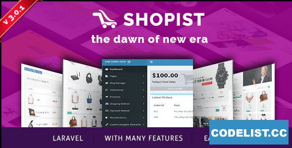 Shopist v3.0.0 - Laravel Multivendor eCommerce, CMS and Designer