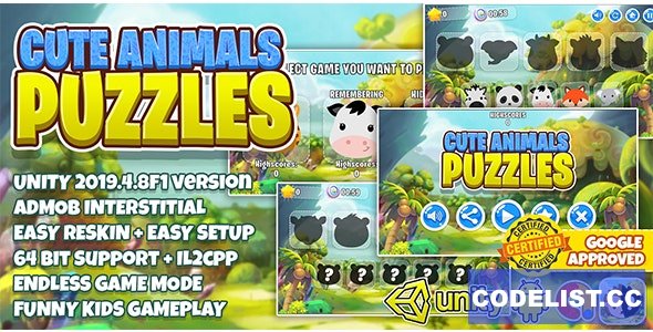 Cute Animal Puzzle Kids v1.0 - Unity3D + Admob Ads + Easy Reskin