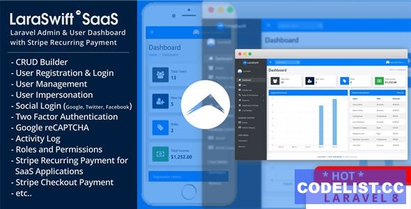 LaraSwift SaaS v1.0 - Laravel Admin & User Dashboard + CRUD Builder + Stripe Recurring Payment