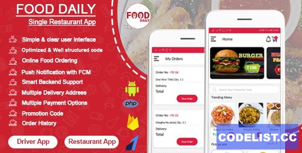 Food Daily v1.0.3 - An On Demand Android Food Delivery App, Delivery Boy App and Restaurant App