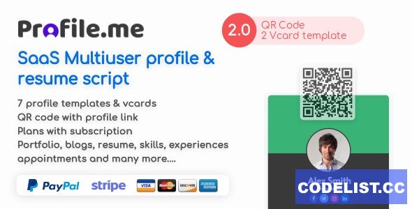 Profile.me v2.0 - Saas Multiuser Profile Resume & Vcard Script