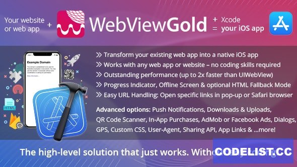 WebViewGold for iOS v13.0 – WebView URL/HTML to iOS app + Push, URL Handling, APIs & much more! - nulled