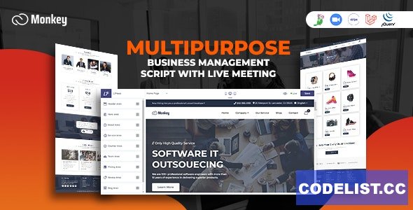 Monkey v2.0 - Laravel Multipurpose Website CMS & Business Agency Management With Live Meeting