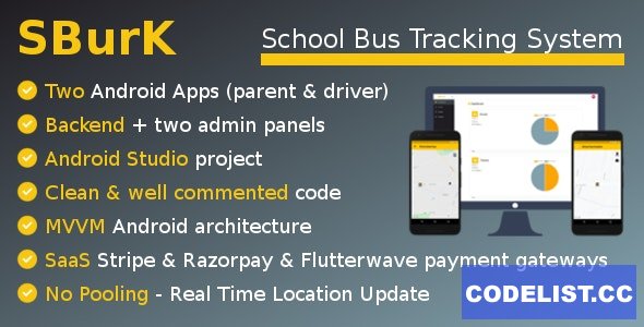 SBurK v2.5 - School Bus Tracker - Two Android Apps + Backend + Admin panels - SaaS