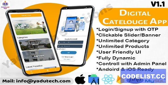 Multipurpose Digital Catalogue Android & iOS App with Website and Admin Panel v1.1