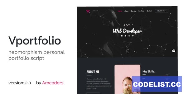 Vportfolio v2.1 - Neomorphism Laravel Personal Portfolio Script - nulled
