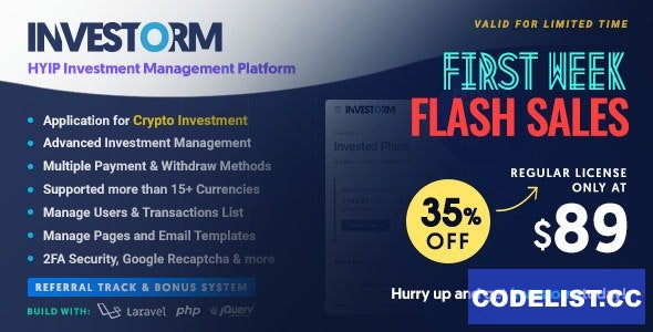 Investorm v1.1.0 - Advanced HYIP Investment Management Platform - nulled